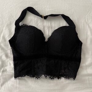 bebe Black Lace Longline Bralette